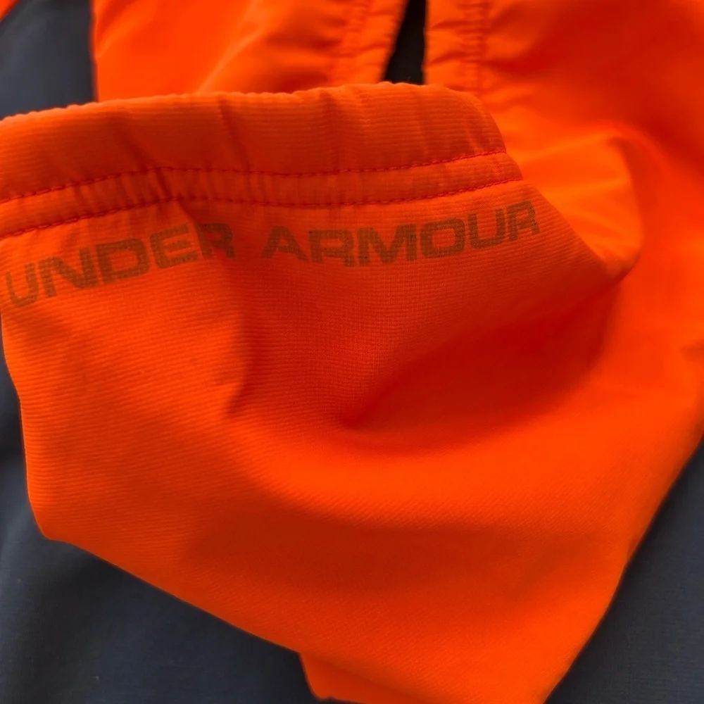 Under Armour Waterproof Blue & Orange Pullover Jacket Pockets Hood  Size M Youth